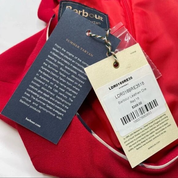 Barbour Leathen Dress Red Summer Tartan Print, New w/ Tags, Size 14 (US) - Picture 12 of 14
